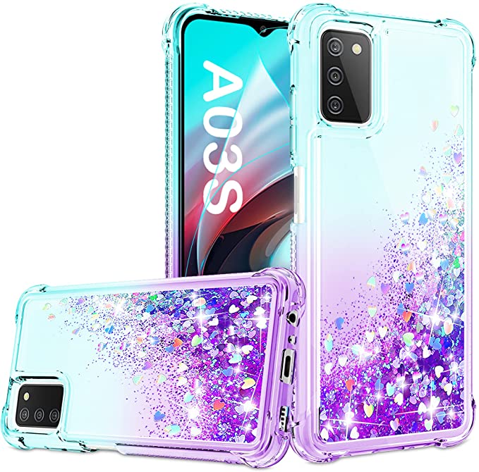 Compatible for Samsung Galaxy A03S Case with HD Screen Protector for Girls Women